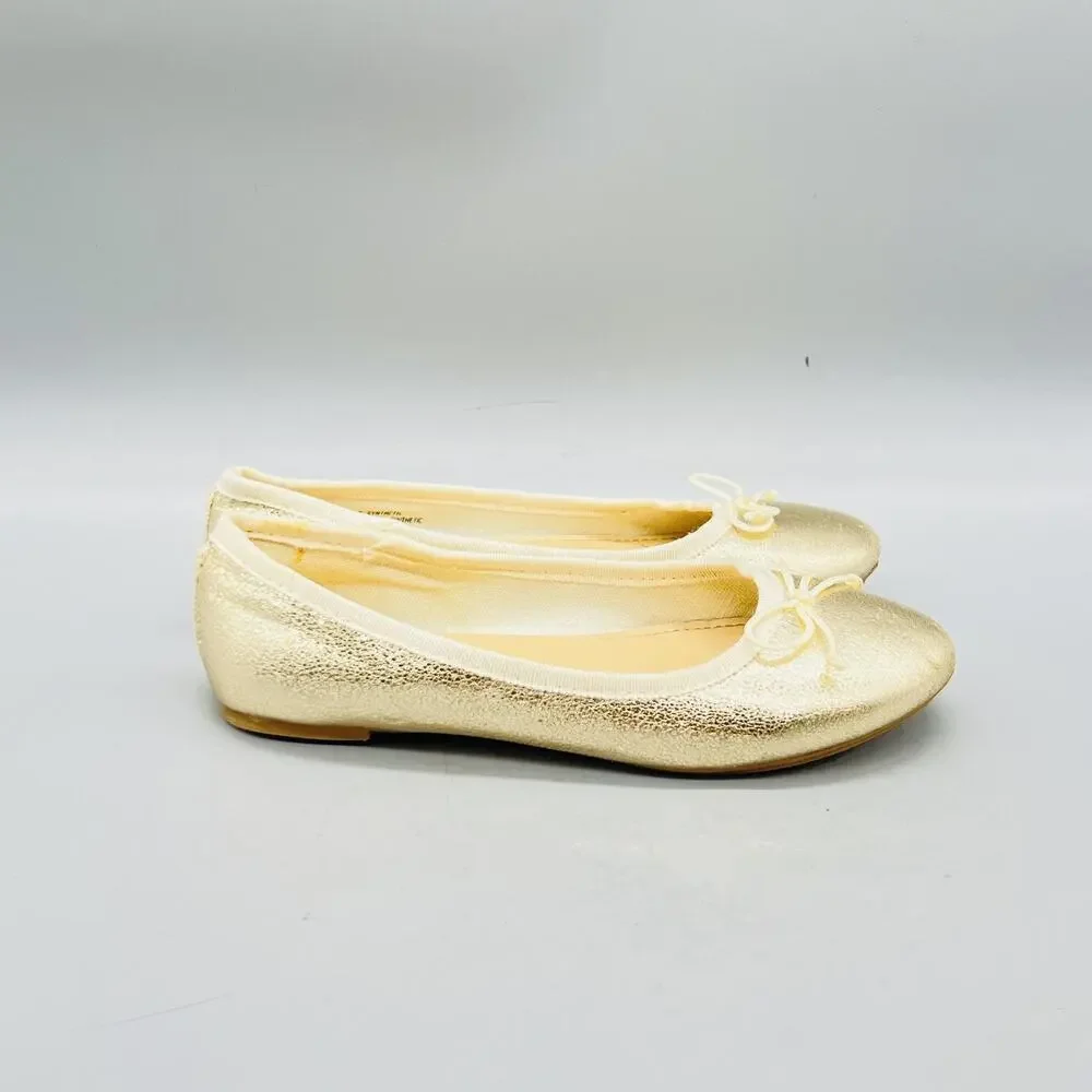 Crewcuts by J Crew Shoes Girls 13 Gold Ballet Flats Bow Slip On Dress Casual